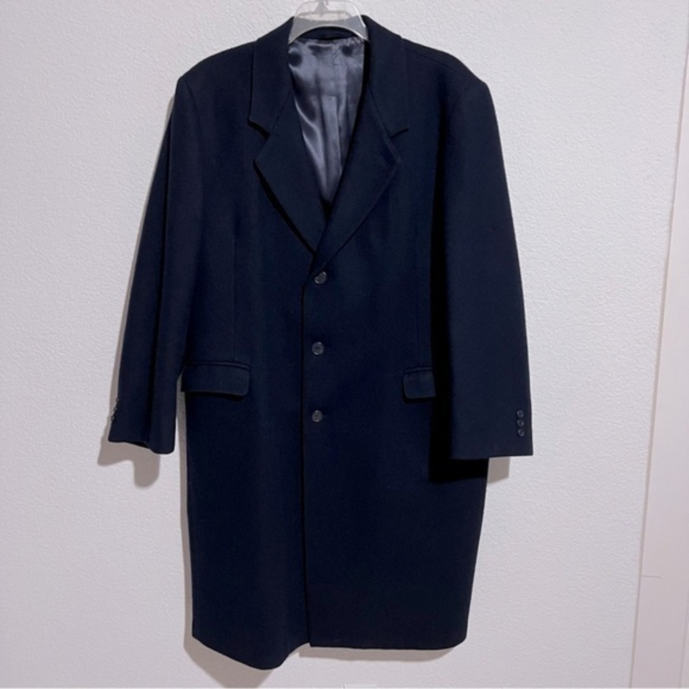 Botany' 500 Men's Navy Wool Blend Winter Overcoat 46 Regular